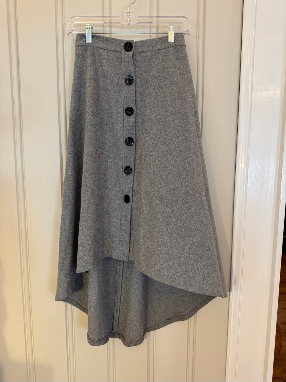 Women's ZARA XS Asymmetric high low Button-Front Skirt in Gray
